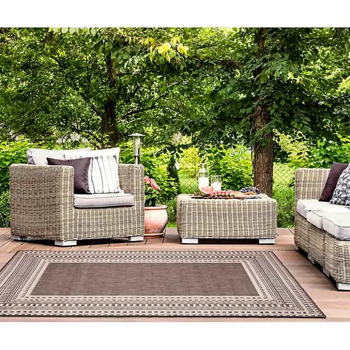 Clearance Kirklands Home Natural Linear Macy Indoor/Outdoor Area Rug, 4x7 Brown