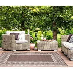 Outlet Kirklands Home Natural Linear Macy Indoor/Outdoor Area Rug, 7x9 Brown