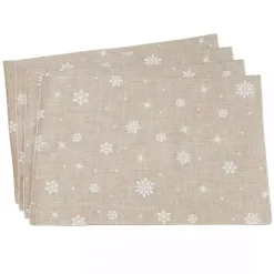 Kirklands Home Natural Linen Snowflake Placemats, Set of 4