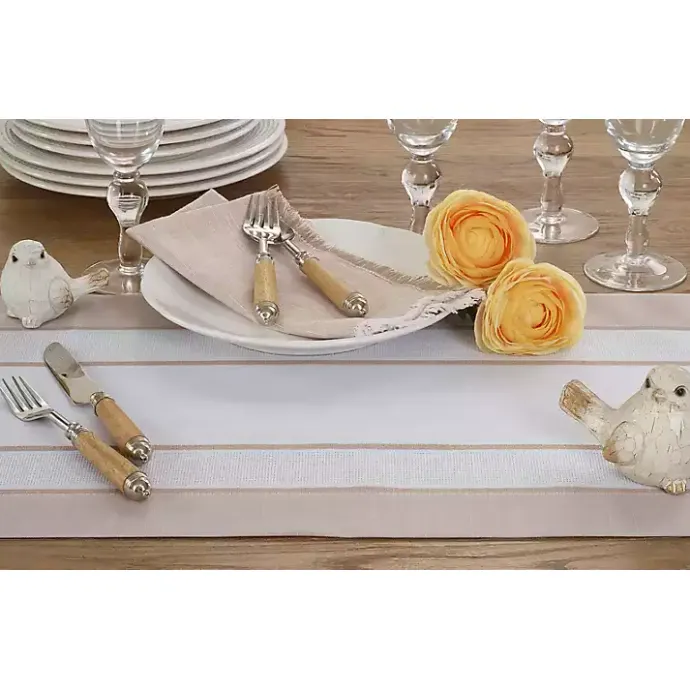 Online Kirklands Home Natural Long Banded Border Table Runner, 108 in.