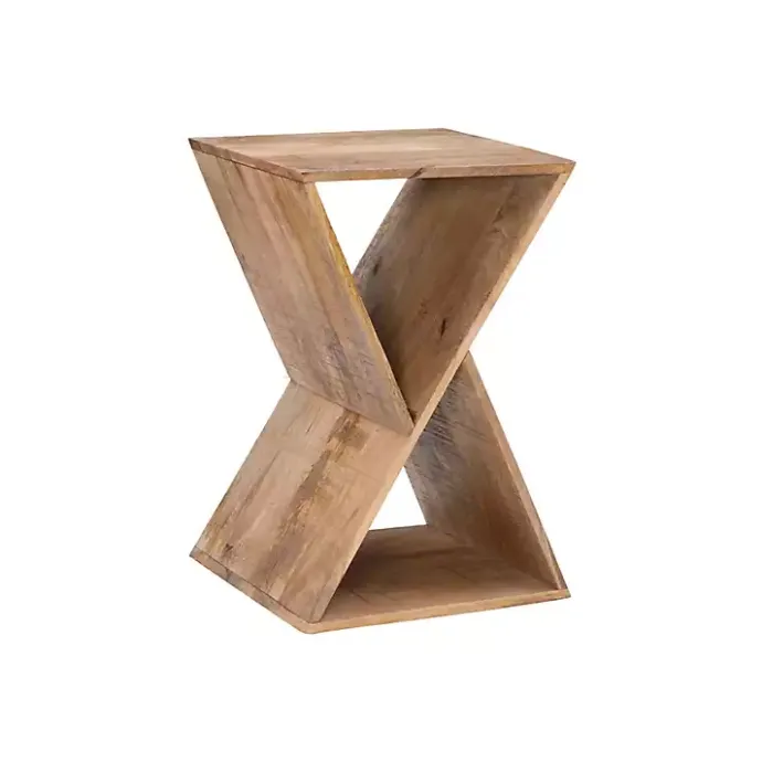 Outlet Kirklands Home Natural Mango Wood Hourglass Accent Table Brown