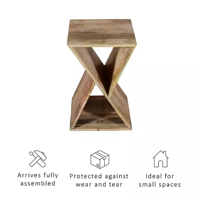 Outlet Kirklands Home Natural Mango Wood Hourglass Accent Table Brown