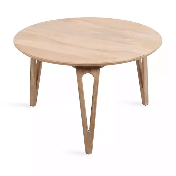 Online Kirklands Home Natural Mango Wood Round Kershaw Coffee Table Tan
