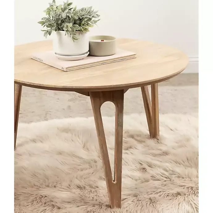 Online Kirklands Home Natural Mango Wood Round Kershaw Coffee Table Tan