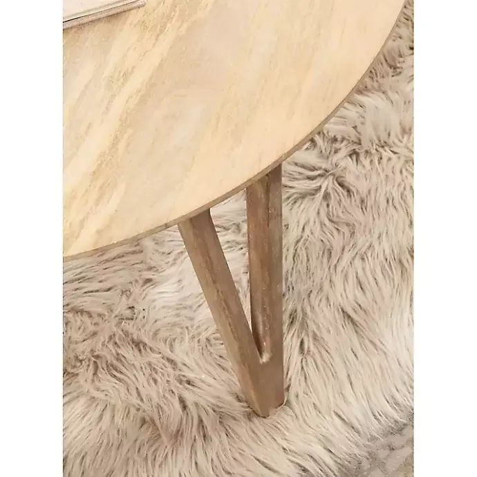 Online Kirklands Home Natural Mango Wood Round Kershaw Coffee Table Tan