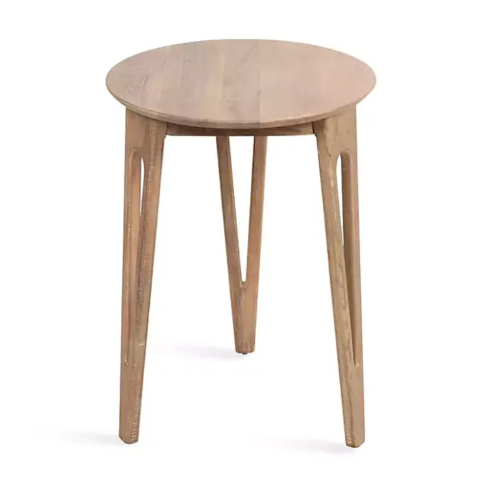 Hot Kirklands Home Natural Mango Wood Round Kershaw Accent Table Tan