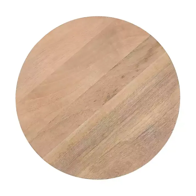 Hot Kirklands Home Natural Mango Wood Round Kershaw Accent Table Tan