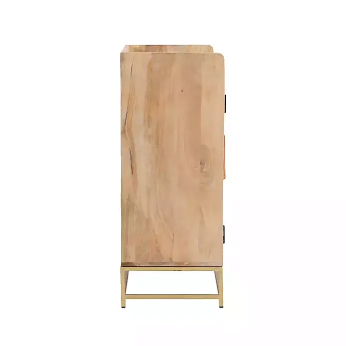 Best Kirklands Home Natural Marble Rattan Front Bar Cabinet
