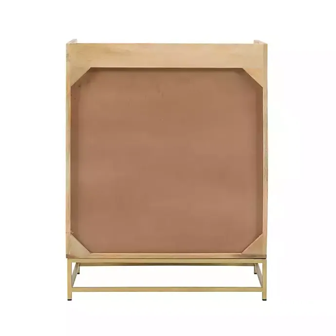 Best Kirklands Home Natural Marble Rattan Front Bar Cabinet
