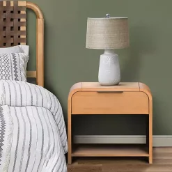 Best Kirklands Home Natural Modern Curve Nightsd Tan