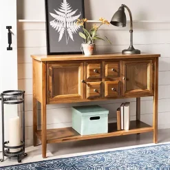 New Kirklands Home Natural Oak 4-Drawer Charlotte Sideboard Brown