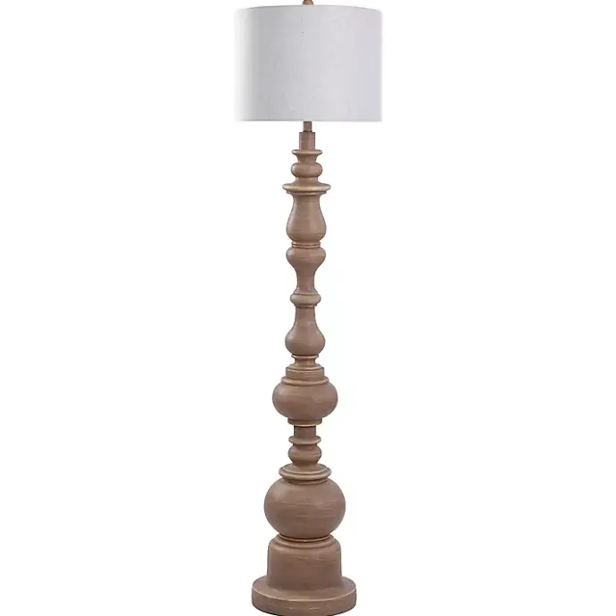 Clearance Kirklands Home Natural Oak Spindle Holland Floor Lamp Tan