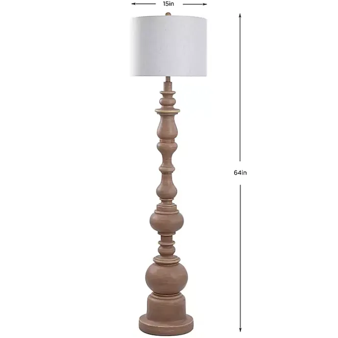 Clearance Kirklands Home Natural Oak Spindle Holland Floor Lamp Tan