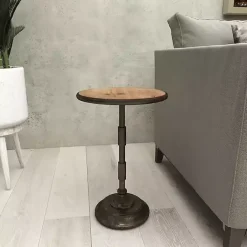 Clearance Kirklands Home Natural Pine and Gray Metal Accent Table, 21 in.