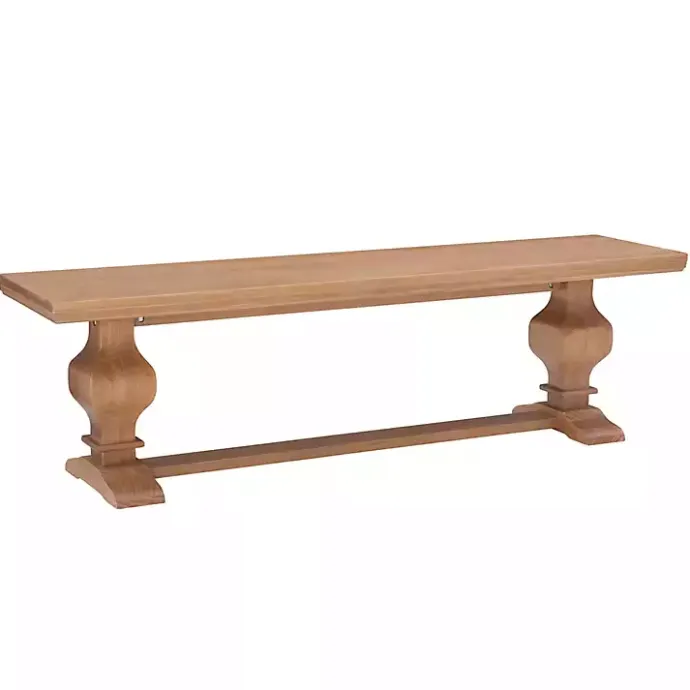 Outlet Kirklands Home Natural Pine Wood Knotted Column Bench Tan
