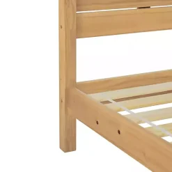 Online Kirklands Home Natural Pine Wood Slatted Headboard Queen Bed Tan