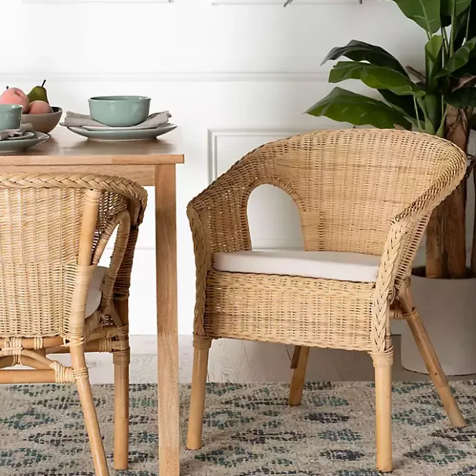 Online Kirklands Home Natural Rat Abbey Dining Chair Tan