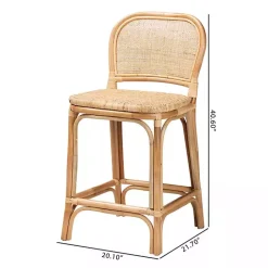 New Kirklands Home Natural Rat Adrena Counter Stool Tan