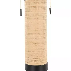 Kirklands Home Natural Rattan and Black Metal Table Lamp