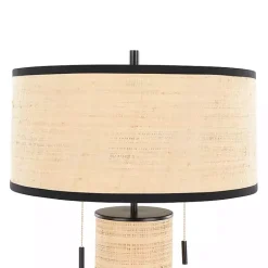 Kirklands Home Natural Rattan and Black Metal Table Lamp