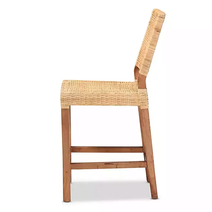 Outlet Kirklands Home Natural Rat and Wood Counter Stool Tan