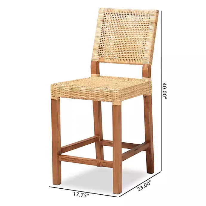 Outlet Kirklands Home Natural Rat and Wood Counter Stool Tan
