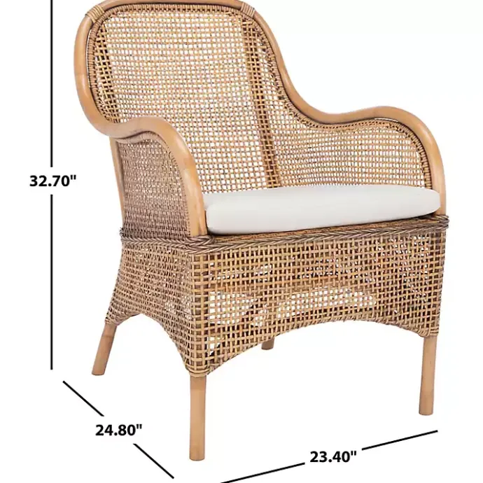 Discount Kirklands Home Natural Rattan Charlie Accent Chair White