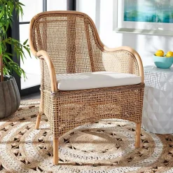 Discount Kirklands Home Natural Rattan Charlie Accent Chair White