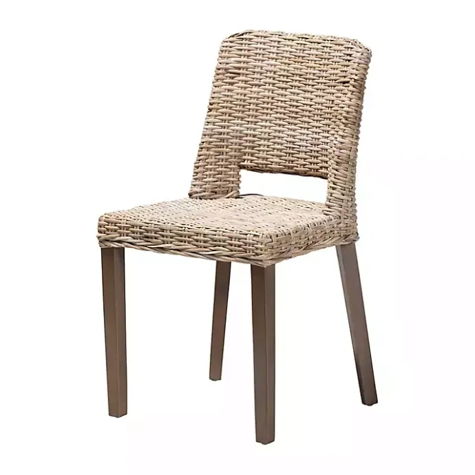 New Kirklands Home Natural Rattan Cutout Back Dining Chair Brown