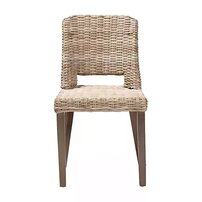 New Kirklands Home Natural Rattan Cutout Back Dining Chair Brown
