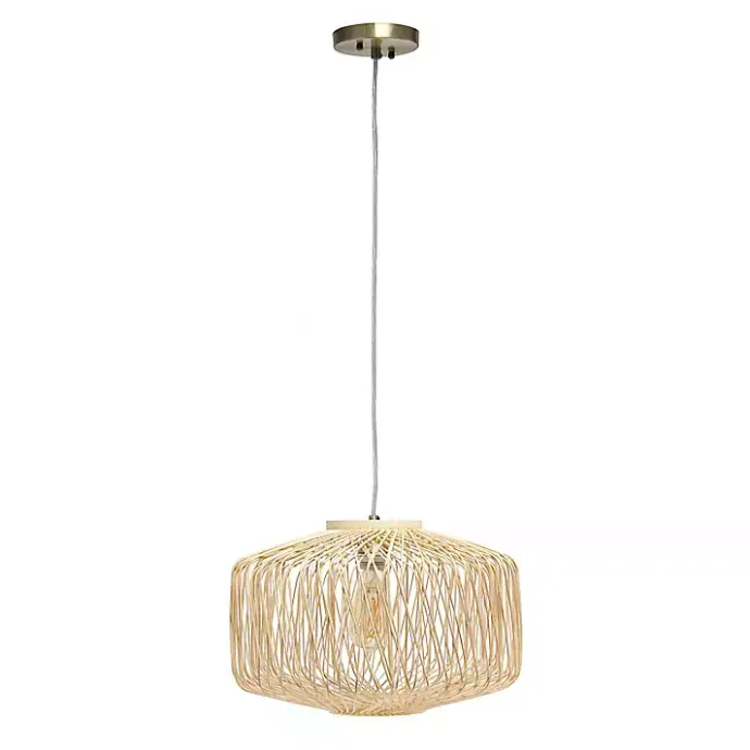 Kirklands Home Natural Rat Geometric Pendant Light Tan