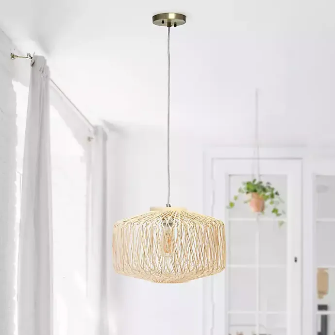 Kirklands Home Natural Rat Geometric Pendant Light Tan