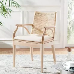 Kirklands Home Natural Rattan Gianna Accent Chair White