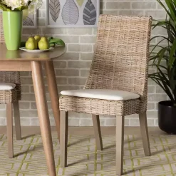 Sale Kirklands Home Natural Rattan High Back Dining Chairs, Set of 2 Brown