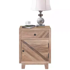 Clearance Kirklands Home Natural Reclaimed Wood Diagonal Slats Nightsd Tan