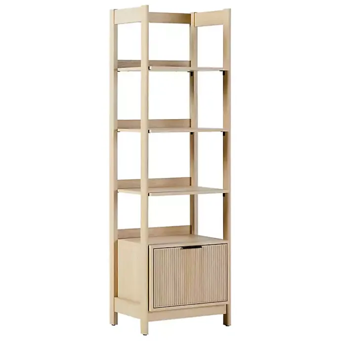 Kirklands Home Natural Reeded Wood Holmes Narrow Bookcase Tan