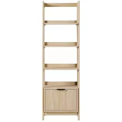 Kirklands Home Natural Reeded Wood Holmes Narrow Bookcase Tan