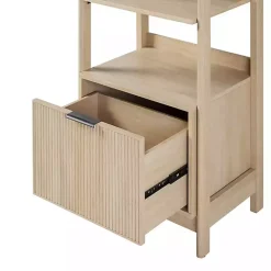 Kirklands Home Natural Reeded Wood Holmes Narrow Bookcase Tan