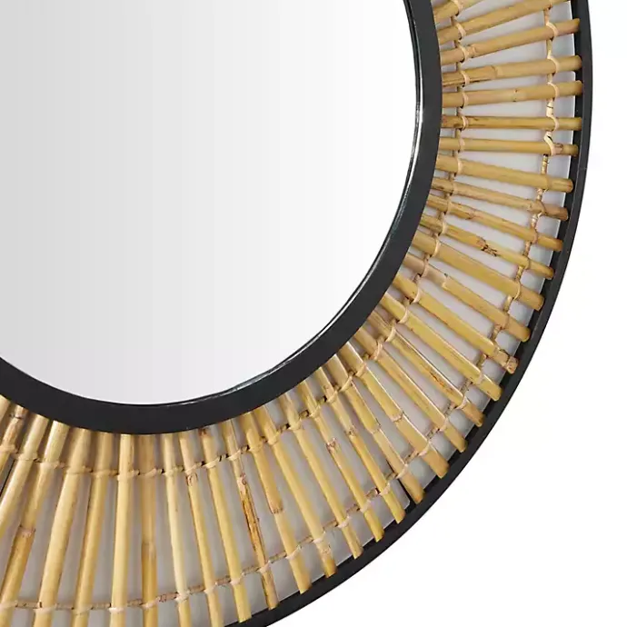 New Kirklands Home Natural Round Slatted Frame Wall Mirror