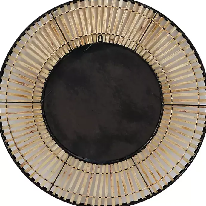 New Kirklands Home Natural Round Slatted Frame Wall Mirror