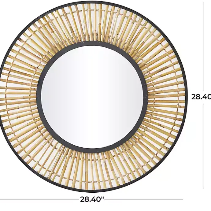 New Kirklands Home Natural Round Slatted Frame Wall Mirror