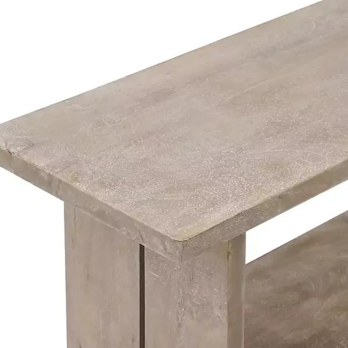 Sale Kirklands Home Natural Rustic Whitewashed Mango Wood Bench Tan