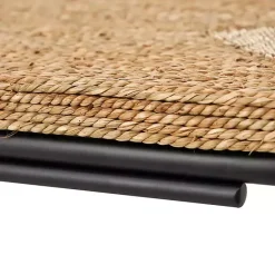 Online Kirklands Home Natural Seagrass and Black Metal C-Table Tan