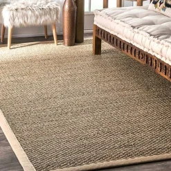 New Kirklands Home Natural Seagrass Percey Area Rug, 8x10 Tan