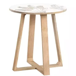 Outlet Kirklands Home Natural Seaside Tropical Leaves Accent Table