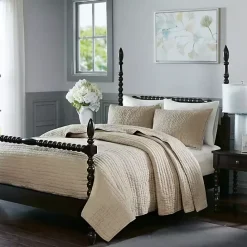 Discount Kirklands Home Natural Serene Quilted 3-pc. Queen Coverlet Set Tan