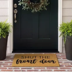 Hot Kirklands Home Natural Shut the Front Door Doormat Tan