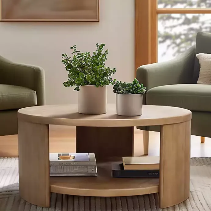 Kirklands Home Natural Skye Round Coffee Table Tan