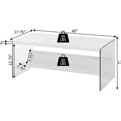 Online Kirklands Home Natural Soho Glass Coffee Table with V Shelf Brown