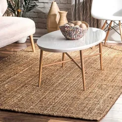 Discount Kirklands Home Natural Solid Addy Area Rug, 5x8 Tan